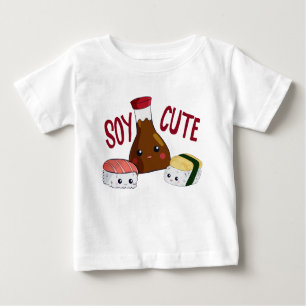 Camiseta Para Bebê Soy Cute Kawaii Sushi Soysauce Tamago Rolls