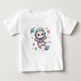 Camiseta Para Bebê Space Meow-naut, gato kawaii fofo