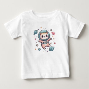 Camiseta Para Bebê Space Meow-naut, gato kawaii fofo