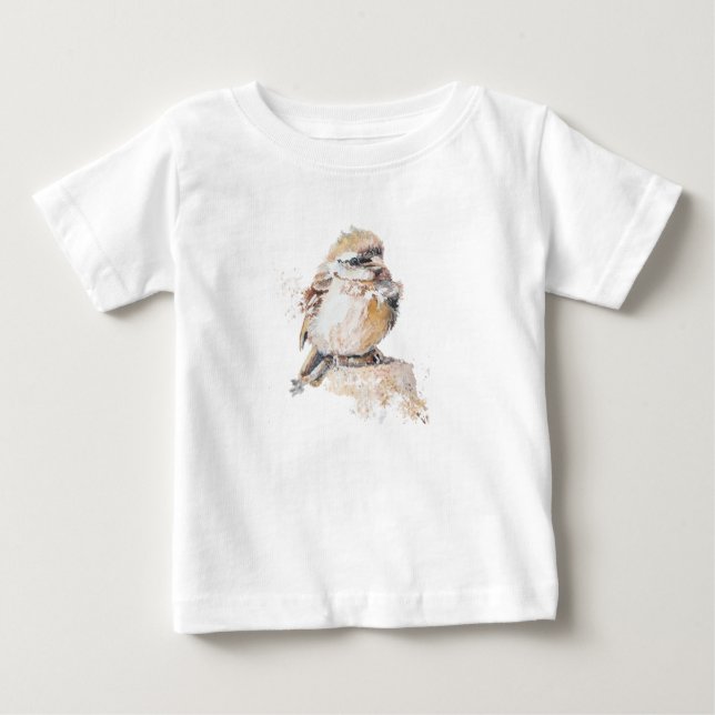 Camiseta Para Bebê Sparrow de Bebê de Aquarela com Penas Desinfetadas (Frente)