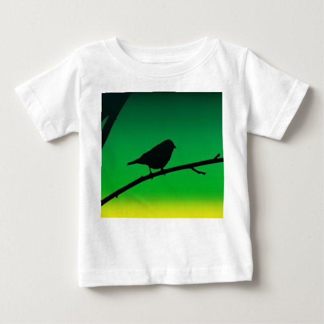 Camiseta Para Bebê Sparrow Silhouette On Limonene (Frente)