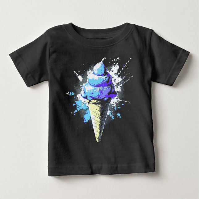 Camiseta Para Bebê Splatter do Sorvete de Abstrato (Frente)