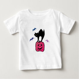 Camiseta Para Bebê Spooky Cat Halloween Pumpkin Pop Art