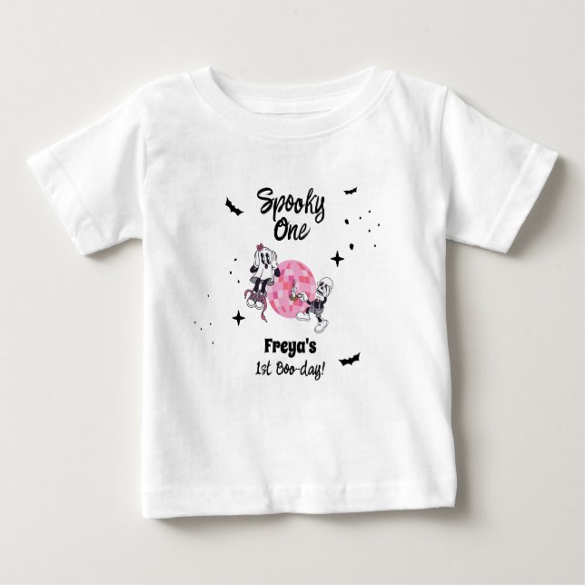 Camiseta Para Bebê Spooky Ghoul Halloween First Birthday  (Frente)