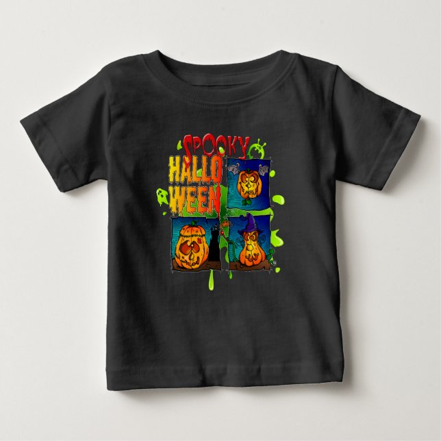 Camiseta Para Bebê Spooky Halloween (Frente)