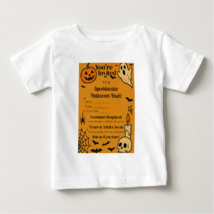 Camiseta Para Bebê Spooky Halloween Bash Invite Fantasmas e Jogos