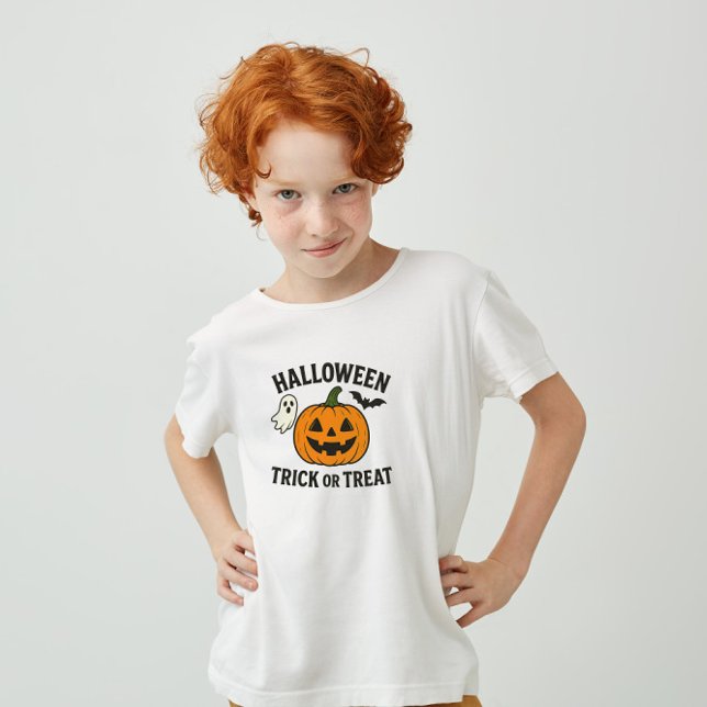 Camiseta Para Bebê Spooky Halloween Pumpkin Kids Trick or Treat (Criador carregado)