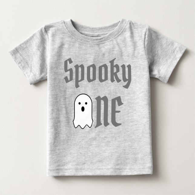 Camiseta Para Bebê Spooky One primeiro aniversario Baby T-Shirt (Frente)