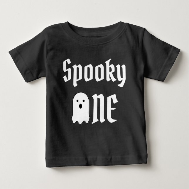 Camiseta Para Bebê Spooky One primeiro aniversario Baby T-Shirt (Frente)