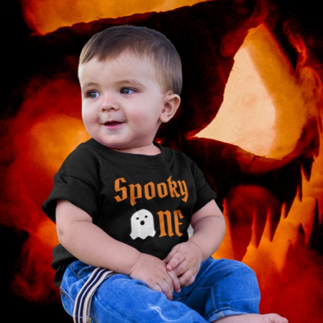 Camiseta Para Bebê Spooky One primeiro aniversario Baby T-Shirt (Criador carregado)