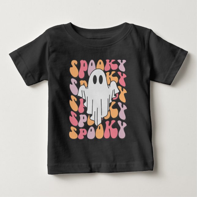 Camiseta Para Bebê Spooky Retro Ghost (Frente)