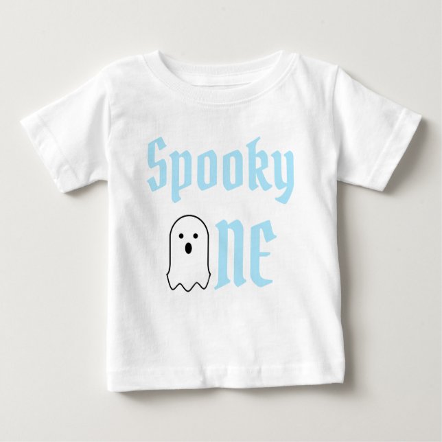 Camiseta Para Bebê Spooky Um primeiro aniversario (Frente)