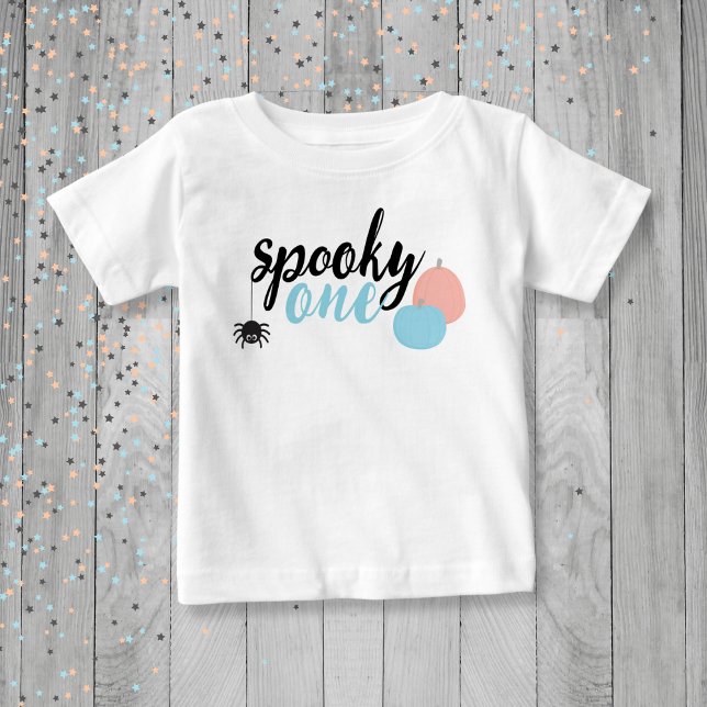 Camiseta Para Bebê Spooky Um Primeiro Aniversário Azul (Spooky One Birthday Shirt)