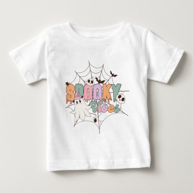 Camiseta Para Bebê Spooky Vibes Halloween (Frente)