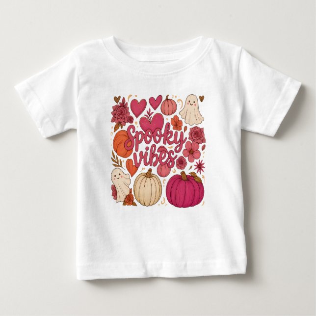 Camiseta Para Bebê Spooky Vibes - Halloween (Frente)