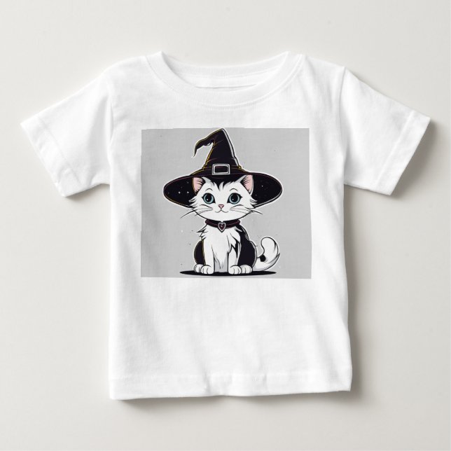 Camiseta Para Bebê Spooky Whiskers: Edição de Gatinho Mágico (Frente)