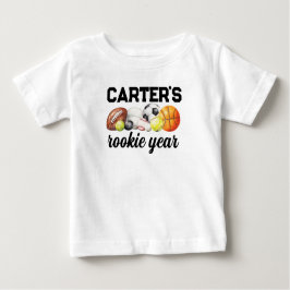 Camiseta Para Bebê Sports 1st Birthday Rookie Year