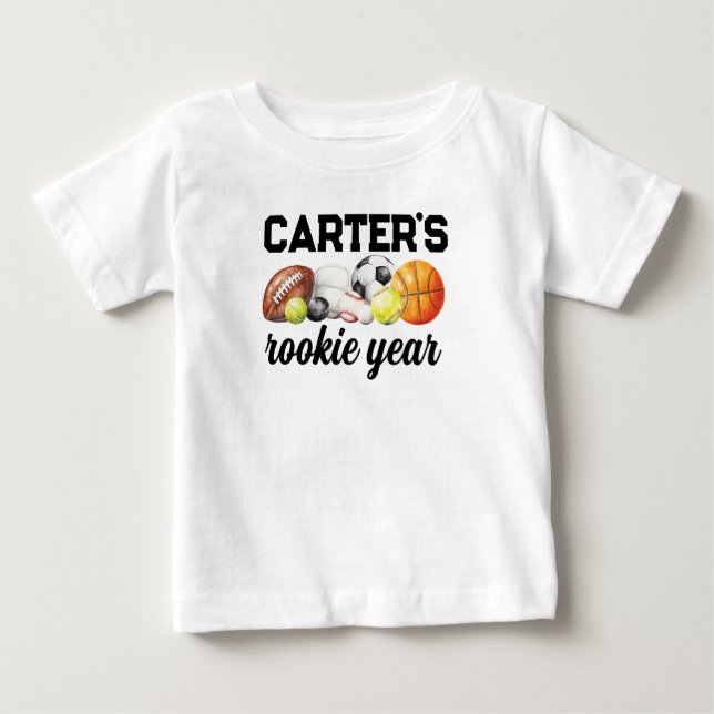 Camiseta Para Bebê Sports 1st Birthday Rookie Year (Frente)