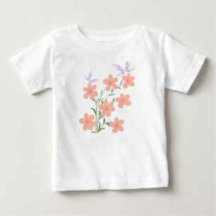 Camiseta Para Bebê Spray de Flor de Pêssego Vetorial Plano Minimalist