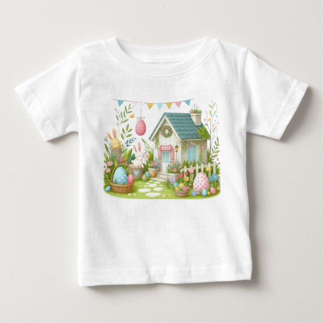 Camiseta Para Bebê “Springtime Easter Bunny Toddler T-Shirt” (Frente)