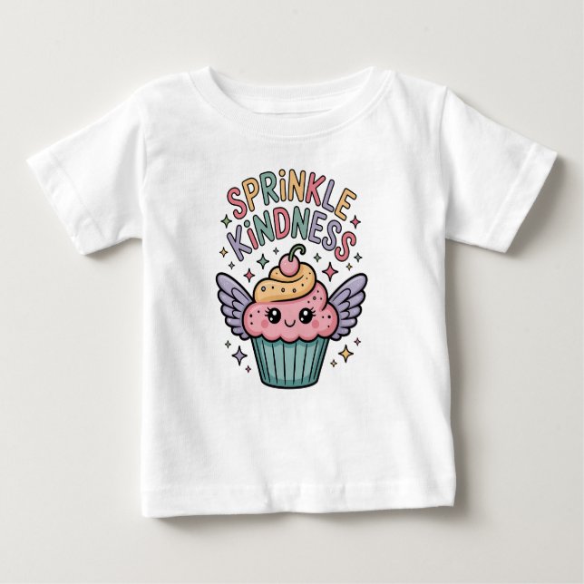 Camiseta Para Bebê Sprinkle Kindness | Cupcake (Frente)