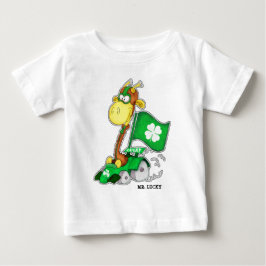 Camiseta Para Bebê Sr. Lucky. Rua girafa engraçada. Dia de Patrick