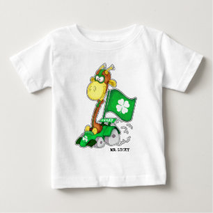 Camiseta Para Bebê Sr. Lucky. Rua girafa engraçada. Dia de Patrick