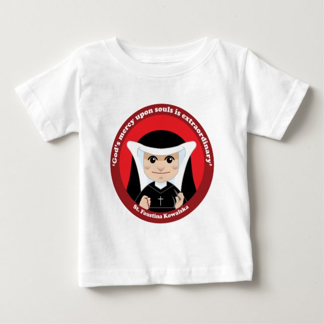 Camiseta Para Bebê St. Faustina Kowalska (Frente)