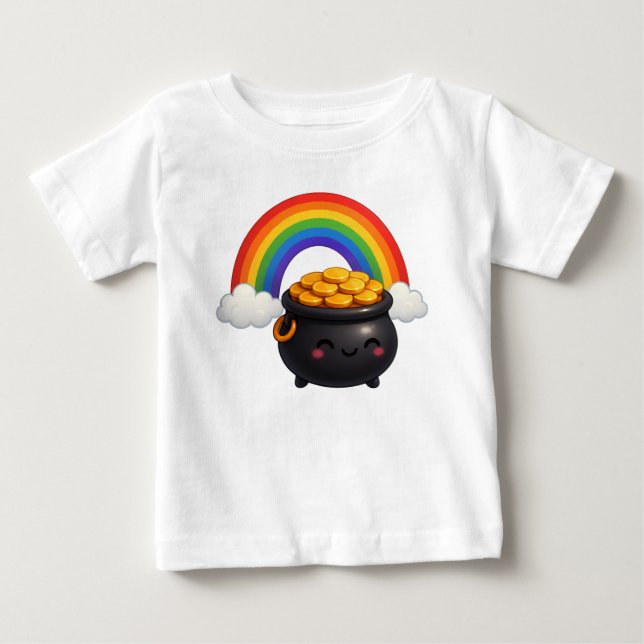 Camiseta Para Bebê St Patrick’s Day Pot of Gold T-Shirt (Frente)