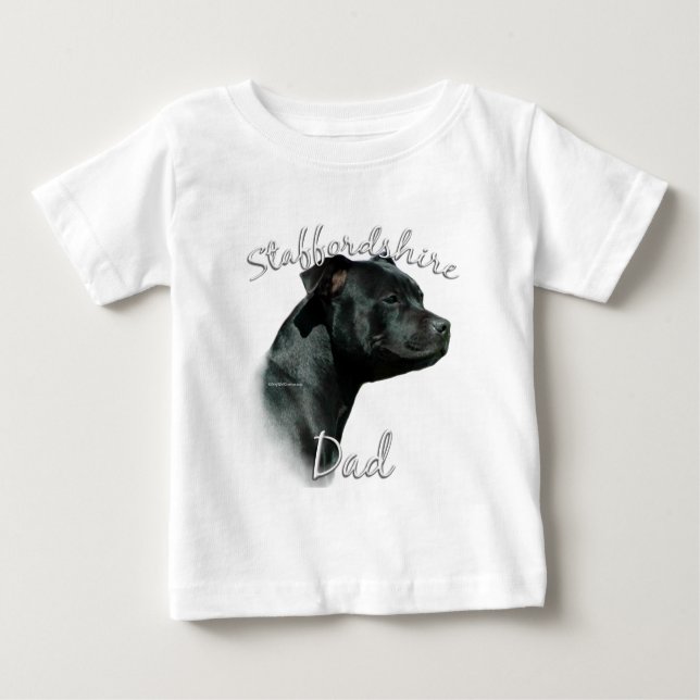 Camiseta Para Bebê Staffordshire Bull Terrier Pai 2 (Frente)