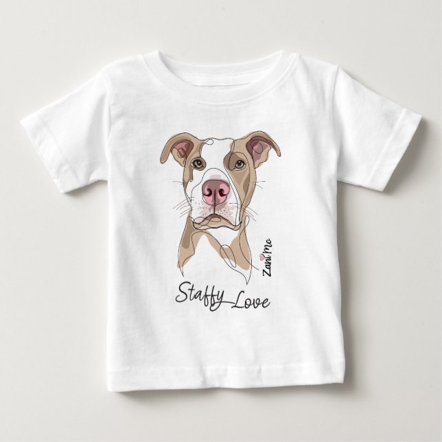 Camiseta Para Bebê Staffy Love - Zani Mo Protection (Frente)