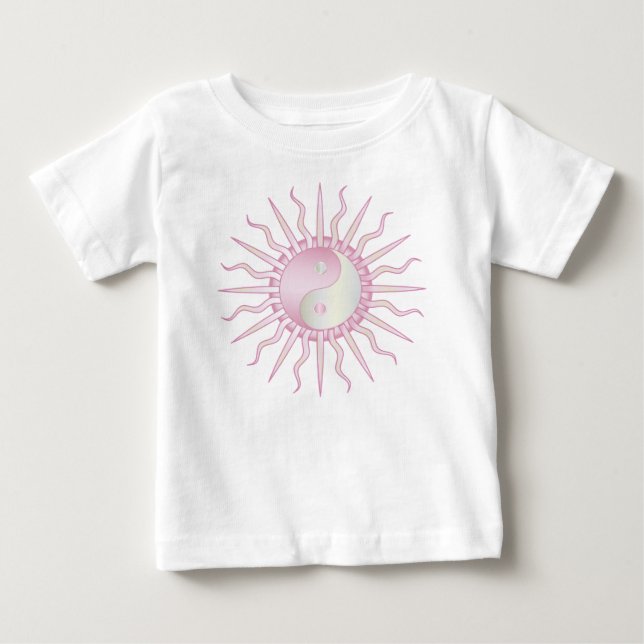 Camiseta Para Bebê Starburst Rosa Yin Yang (Frente)