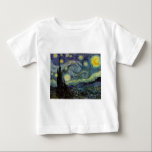 Camiseta Para Bebê Starry Night - van Gogh<br><div class="desc">Da lâmpada do mineiro de Nuenen à que colocou em sua janela, seguindo a cena com Gauguin; da estrela da noite que notou em 1875 em Corot Olive Orchard à carta que escreveu ao irmão em agosto de 1888, na qual ele disse: "Algum dia ou outro você verá uma fotografia...</div>