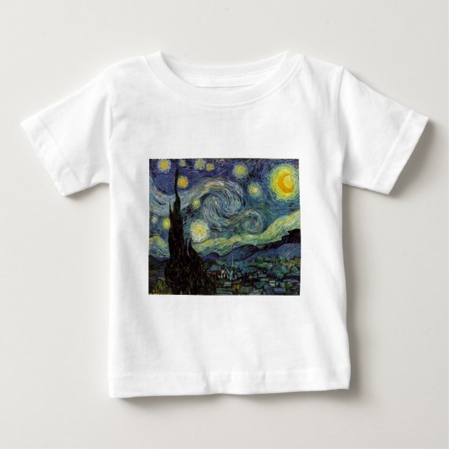 Camiseta Para Bebê Starry Night - van Gogh (Frente)