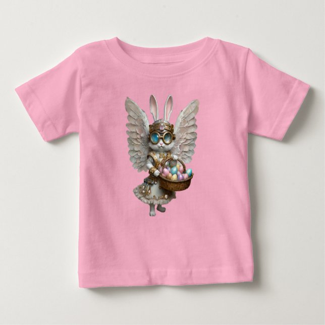 Camiseta Para Bebê Steampunk Bunny Angel Girl (Frente)