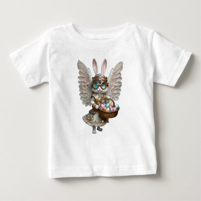 Camiseta Para Bebê Steampunk Bunny Angel Girl (Frente)