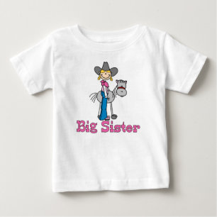 Camiseta Para Bebê Stick Cowgirl Big Sister