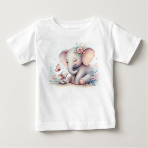 Camiseta Para Bebê Storybook Woodland Babando Elefante E Bebê