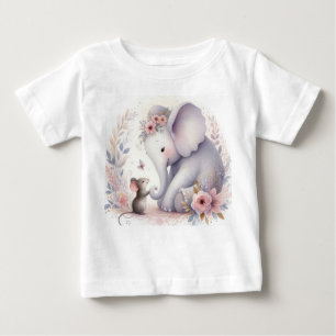 Camiseta Para Bebê Storybook Woodland Babando Elefante E Rato