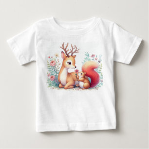 Camiseta Para Bebê Storybook Woodland Babers Deer E Chipmunk