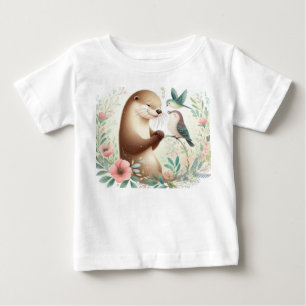Camiseta Para Bebê Storybook Woodland Babers Otter E Bird