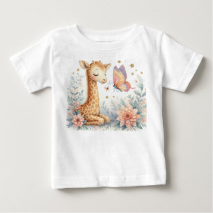 Camiseta Para Bebê Storybook Woodland Babings Giraffe Borboleta