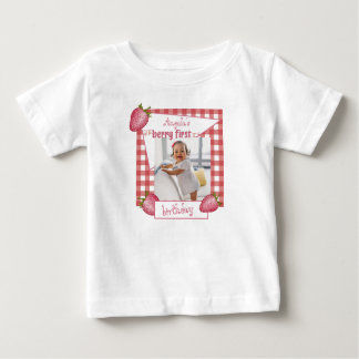 Camiseta Para Bebê Strawberry Berry Primeiro Aniversário