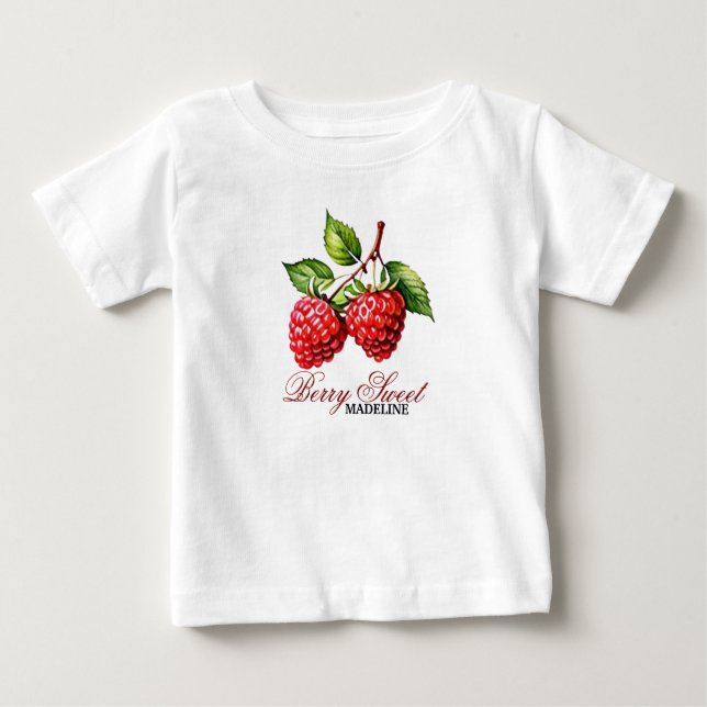Camiseta Para Bebê Strawberry Primeiro aniversário Berry Sweet Birthd (Frente)