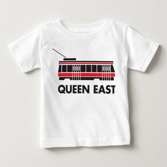 Camiseta Para Bebê Streetcar Rainha Leste (Toronto) (Frente)