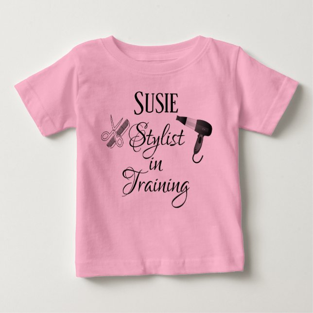 Camiseta Para Bebê Stylist in Training Baby Romper Salon Beauticitic (Frente)