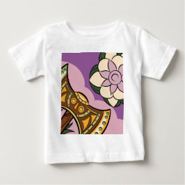Camiseta Para Bebê Stylized Axe and Flower Design