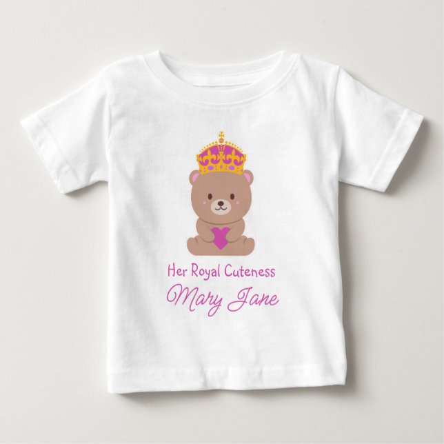 Camiseta Para Bebê Sua Alteza Cuteness | Divertida Realeza Personaliz (Frente)