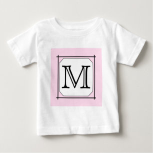Camiseta Para Bebê Sua letra. Monograma feito sob encomenda. Branco