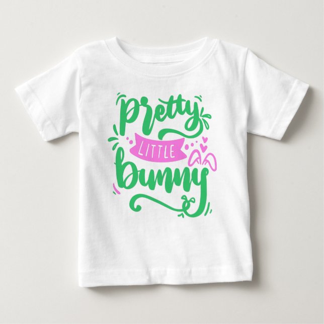 Camiseta Para Bebê Sual Pink Girly Bonito Pequena Cotação de Páscoa (Frente)